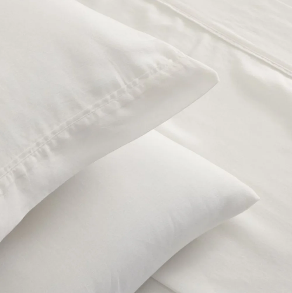 West Elm Signature Tencel Linen Sheet Set,Queen,White,Retail Price $269.00 USD